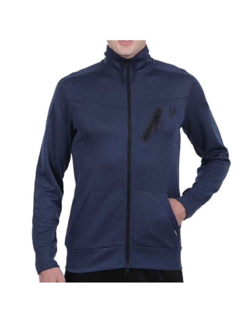 SPYDER Active Full-Zip Jacket Size L Navy Moisture Wicking Zip Pocket ProWB EUC